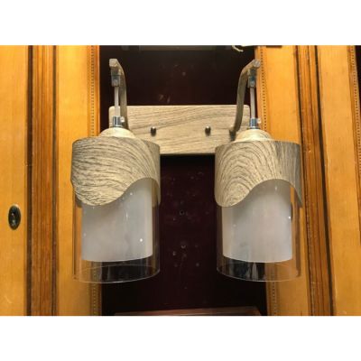 Imperial Grey Wood 40W Beautiful Double Wall Lamp-B3616-2