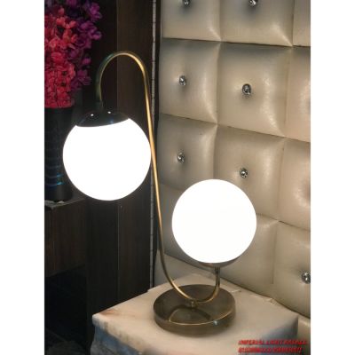 Imperial Double Doom Glass Metal Antique Brass 40W Modern Table Lamp-DBL-DM