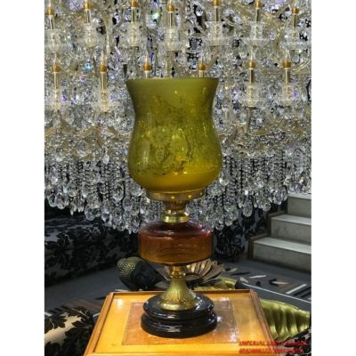 Imperial Panama Black Base Yellow Brass Glass 40W Table Lamp-BGL-YLW