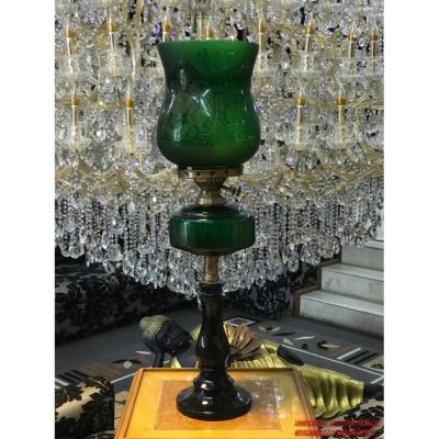 Imperial Panama Stand Dark Green Brass Glass 40W Table Lamp-BGL-DGN