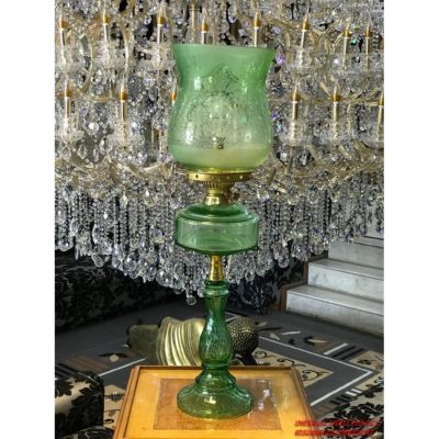 Imperial Panama Stand Light Green Brass Glass 40W Table Lamp-BGL-LGN