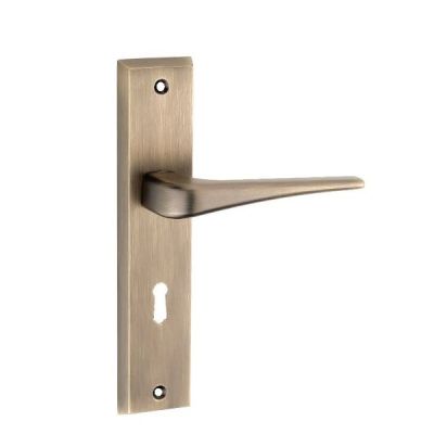 IPSA Iris Navy Mortise Lever Door Handle Lockset For PKY Bathroom On 8 Inch Plate - FSS Finish - 16758