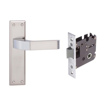 IPSA Iris Jade Mortise Lever Door Handle Lockset On 8 Inch Plate for Kitchen & Bathroom - Matt Antique Brass (MAB) Finish - 7423