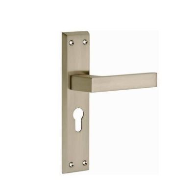 IPSA Iris Peach Mortise Zinc Alloy Lever Door Handle Lockset On 8 Inch Plate with Lever Cut Lock Set - FSS Finish - 8108