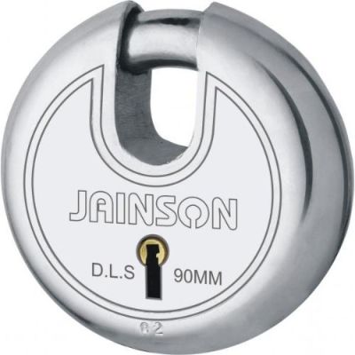 Jainson 65mm Mild Steel Dics Padlock D L S Jama D L S Iron B C P with 3 Keys-Bright Finish-094