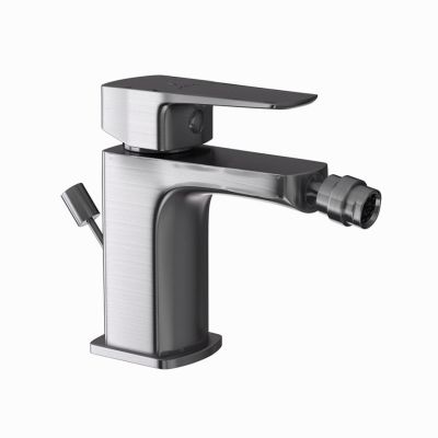 Jaquar Kubix Prime Single Lever 1-Hole Bidet Mixer with Popup Waste System Stainless Steel Finish - KUP-SSF-35213BPM