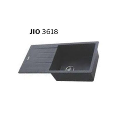 Jayna Jio Quartz Single Bowl Kitchen Sink with Drain Board Jio 3618 Mocha Brown
