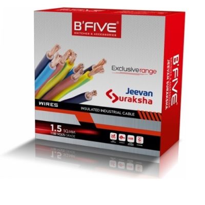 B'Five Jeevan Suraksha 1MM PVC Insulated Wires & Cables HR & FR 90Mtr - BSF-453-Red