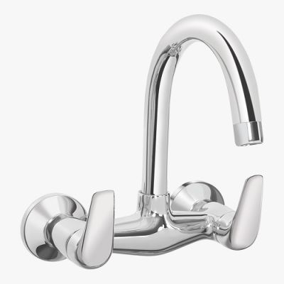 Kerovit Slope Chrome Finish Wall Mounted Sink Mixer
with Swivel Spout & Wall Flanges KB1311024