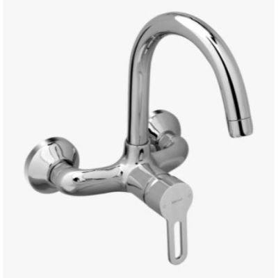 Kerovit Curve Chrome Finish Single Lever Wall Mounted Sink Mixer
with Swivel Spout
& Flanges KB1711038