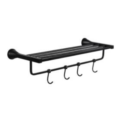 Kerovit Matt Black Finish 24Inch Towel Rack With Hook Kerovit-KA700010-MBK