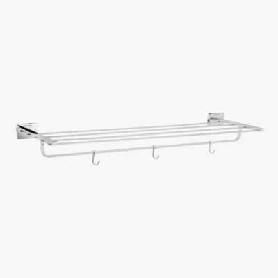 Kerovit Chrome Finish 24Inch Towel Rack With 3 Hooks (Square Range) KA990010