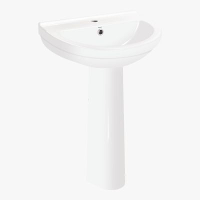 Kerovit Lillian 540x400x200 mm Wall Hung Basin With Full Pedestal Set KS212-308-White