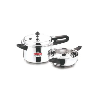 Kitchen Essentials 2Pcs Induction Bottom Pressure Cooker & Pan-Combo With Common Outer Lid-KHPL-COMBO-OL-3Plus5