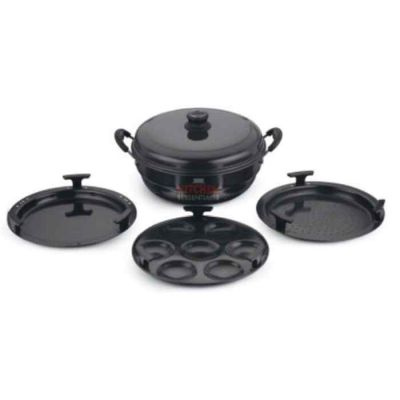 Kitchen Essentials Gift Box Items Hard Anodised Multi Kadai With HA Lid & 5 HA Plates-4700ml-KK-HAIB-MKD5-04