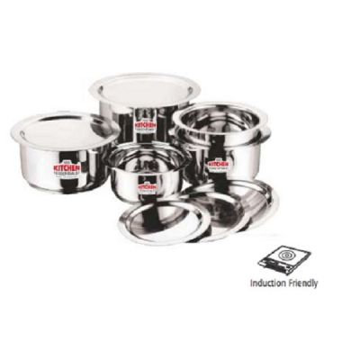 Kitchen Essentials Stainless Steel Tope/Patila/Bhigona With SS Lid-Induction Bottom-14cm-KK-IB-TP-08