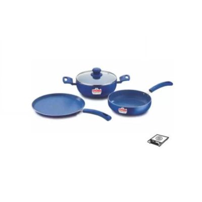 Kitchen Essentials 4Pcs Nonstick Induction Bottom Non Stick Granite Finish Jalore Set Blue 2.9mm-Tawa/Kadai/Fry Pan-KK-IBNS-BLUSET-4P-262222