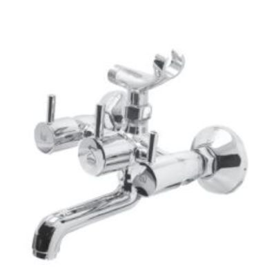 Leo Zero Two 15mm Chrome Finish Brass Body Wall Mixer Telepohnic with Curtch LEO-LZE-1015