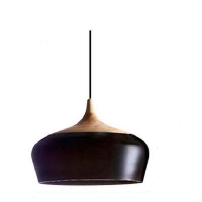 Litex Aluminium and Wood 300mm Small Bowl Hanging Light-7128