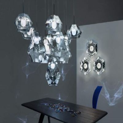 Litex Chrome Fiber Small Cut Pendant Hanging Light