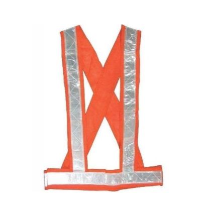 Metro 90 GSM Florescent Reflective Mesh Cross Belt Type Jacket-SJ1404A-Orange