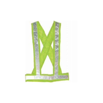 Metro 60 GSM Florescent Reflective Mesh Cross Belt Type Jacket-SJ1404B-Green