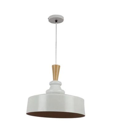 Moni Lights White E27 Aluminum and Wood Single Hanging Light-M-02