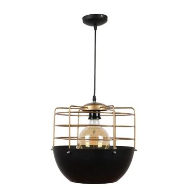 Moni Lights Black and Gold E27 Aluminium Single Hanging Light-M-125