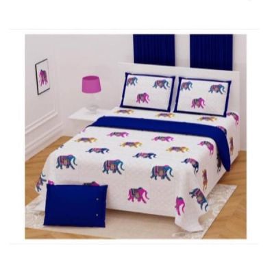 M R Textiles Classic 108x108 Inch Printed Double Bedsheet with Pillow Cover 004