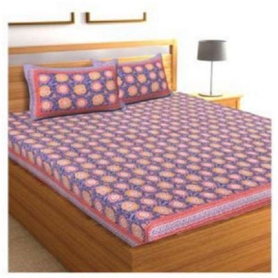 M R Textiles 90x108 Inch Printed Double Bedsheet with Pillow Cover 012