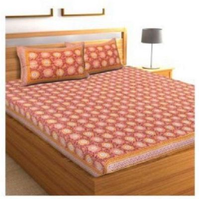 M R Textiles 90x108 Inch Printed Double Bedsheet with Pillow Cover 015