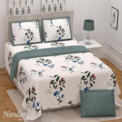 M R Textiles Royal 108x108 Inch Printed Double Bedsheet with Pillow Cover 019