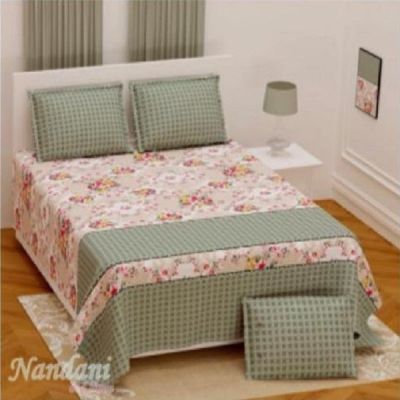 M R Textiles Royal 108x108 Inch Printed Double Bedsheet with Pillow Cover 022