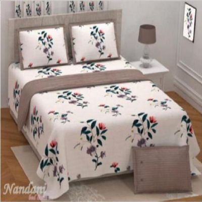 M R Textiles Royal 108x108 Inch Printed Double Bedsheet with Pillow Cover 025