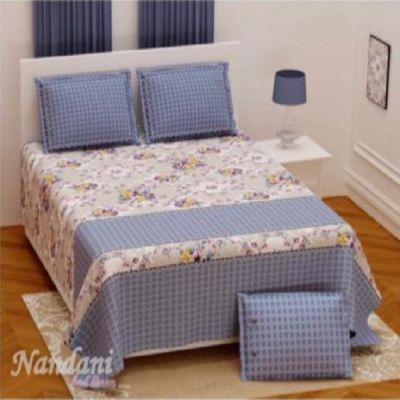 M R Textiles Royal 108x108 Inch Printed Double Bedsheet with Pillow Cover 026