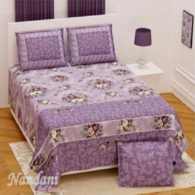 M R Textiles Royal 108x108 Inch Printed Double Bedsheet with Pillow Cover 030