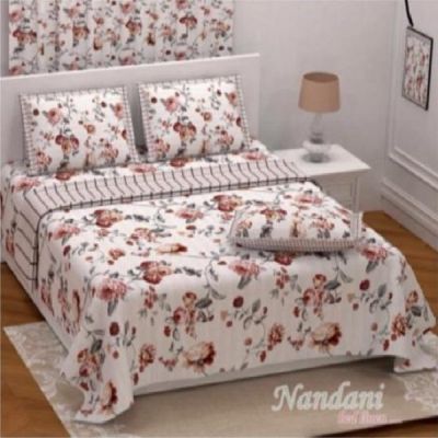 M R Textiles Royal 108x108 Inch Printed Double Bedsheet with Pillow Cover 032