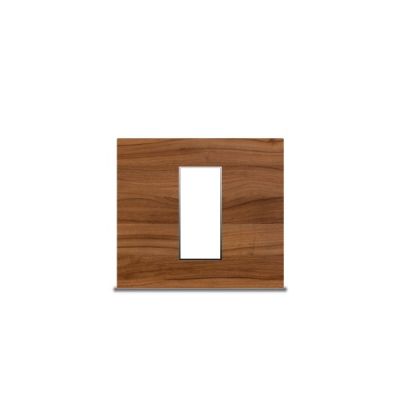 Neeon Wave 1 Module Edge Plate 3x3 Inch Teak Wood Silver - 1241-TS