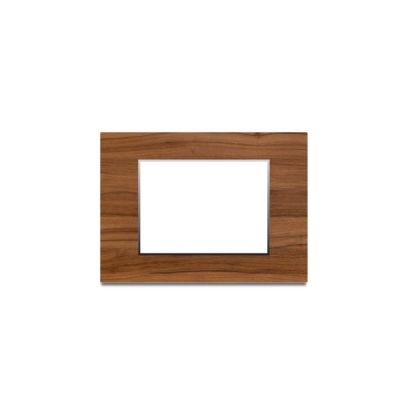 Neeon Wave 3 Module Edge Plate 4x3 Inch Brown Wood Silver - 1243-BS