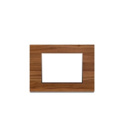 Neeon Wave 3 Module Edge Plate 4x3 Inch Teak Wood Silver - 1243-TS