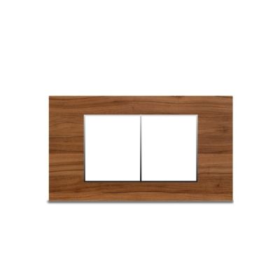 Neeon Wave 4 Module Edge Plate 5x3 Inch Brown Wood Silver - 1244-BS