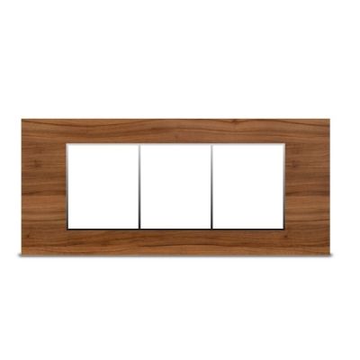 Neeon Wave 6 Module Edge Plate 8x3 Inch Brown Wood Silver - 1245-BS