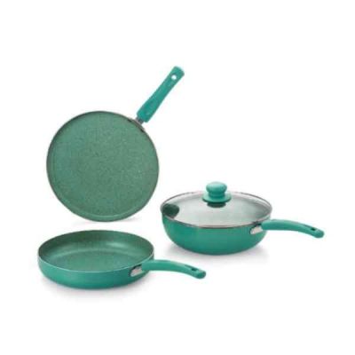 Nirlon Galaxy Gift Set Dosa Tawa & Fry Pan & Deep Kadai With Glass Lid Induction Friendly Non Stick Cookware GALAXY-GIFT-SET