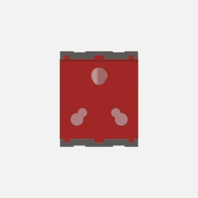 Norisys Cube Series 16A And 6A 3-Pin Shuttered - 2 Module Socket - Scarlet Red - C5332.20