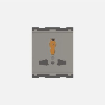 Norisys Cube Series 13A International Multi Shuttered - 2 Module Socket - Quartz Gray - C5532.02