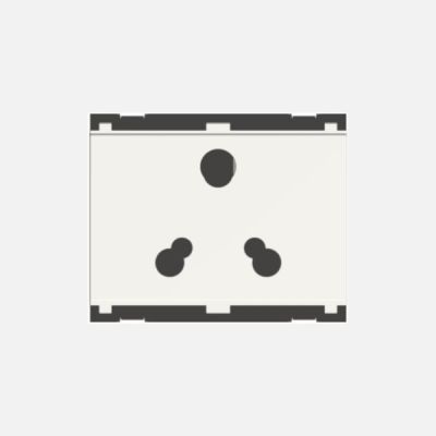 Norisys Cube Series 25A And 6A 3-Pin Shuttered - 3 Module Socket - Frost White - C5752.01