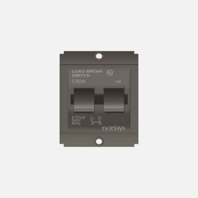 Norisys Square Series Tiny Load Break Switch Double Pole 50A Screw-Mounting Type - Graphite Gray - SLBDP50.23