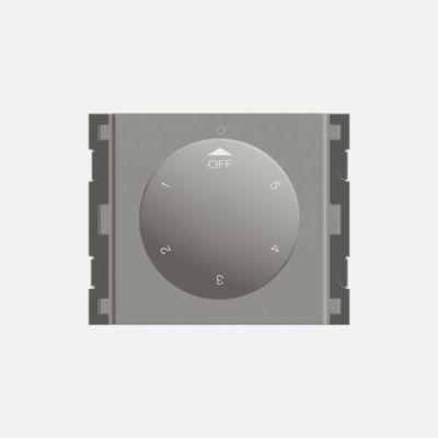 Norisys Cube Series Vertical Fan Regulator For 120W Fan - Step Type With Round Knob - 2 Module - Quartz Gray - V5911.02