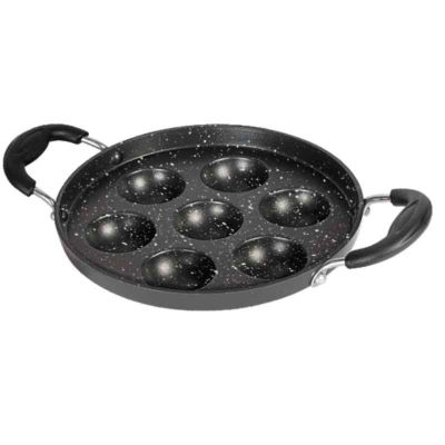 Ok Infinity Rock Non-Stick Cookware Casted Unniyappakara 7 Cavity With Glass Lid-UNRS-1