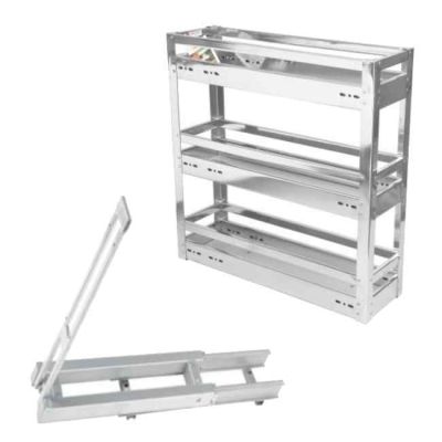 Peacock Revera SS ACP Stainless Steel Bottle Pullout 3 Shelves Base Mounted-5x20x21Inch-BP03BM-52021